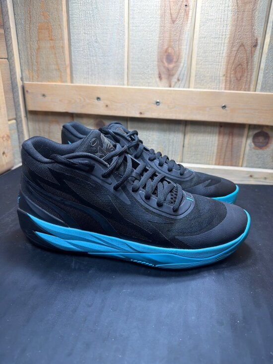 PUMA MB.01 LaMelo Ball Black Blue Basketball Shoes Mens Size 10.5 377644-01